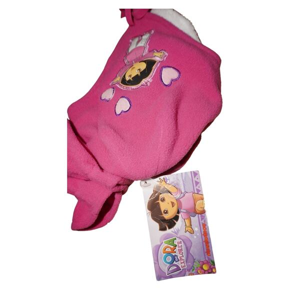 Vintage Deadstock Dora the Explorer Fleece Winter Hat Pink Sherpa Lined Kids NWT - Picture 9 of 9